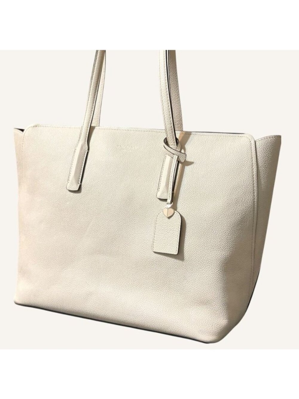Kate Spade Large Margaux Leather Tote Cream Vanilla Classic Travel Work - Picture 6 of 13